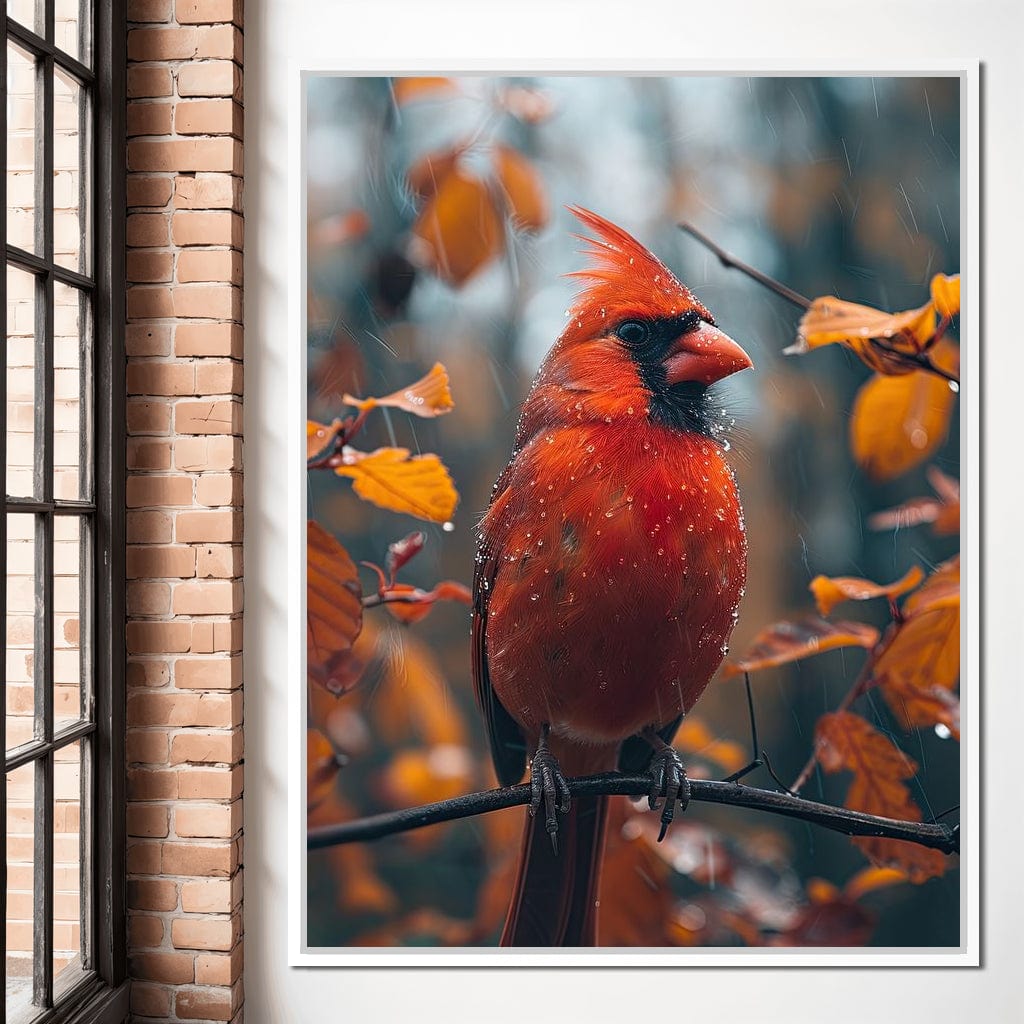 Autumn Cardinal's Perch Canvas Wall Art