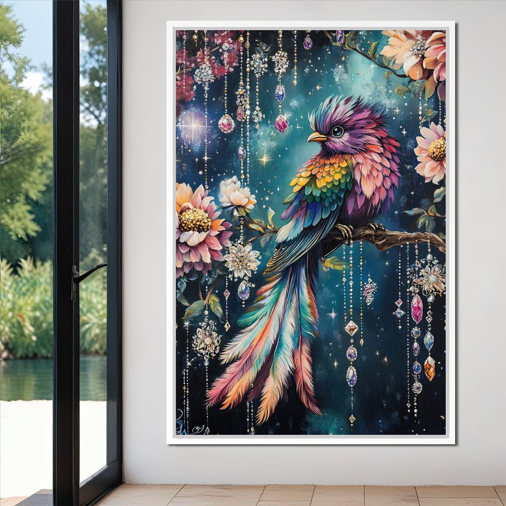 Enchanted Jewel Toned Bird Fantasy Canvas Wall Art