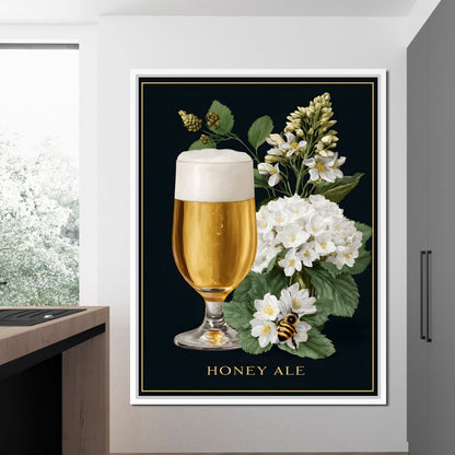 Golden Honey Ale Botanical Noir Canvas Wall Art