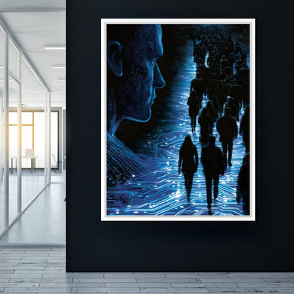 The Collective Walk of Digital Ghosts Canvas Wall Art