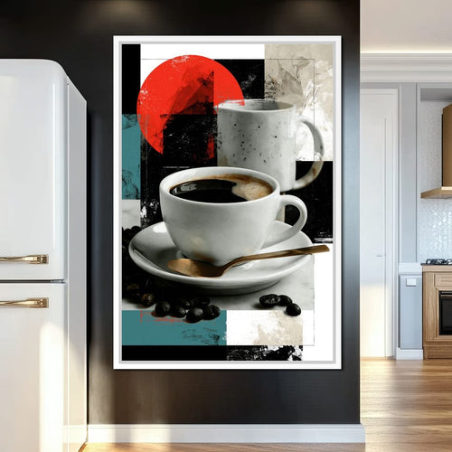 Morning Rituals Within Geometric Forms Canvas Wall Art