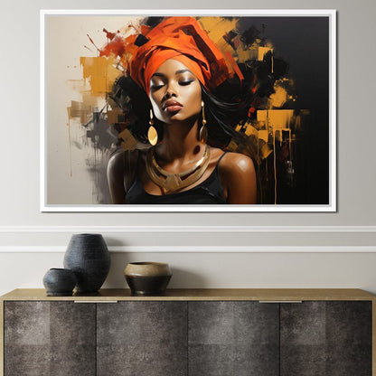 Black Gold Fashion Portrait Canvas Wall Art