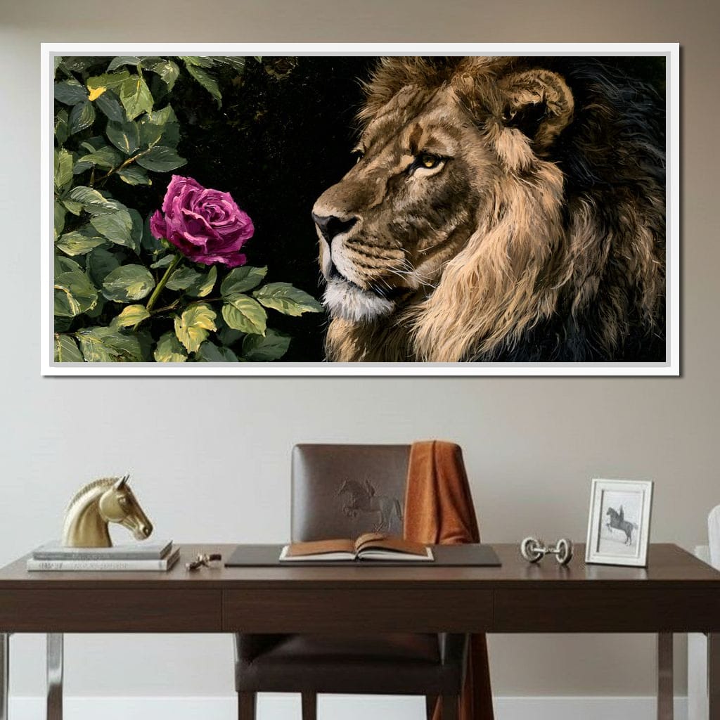 Gentle King Lion Finds Solitude Canvas Wall Art