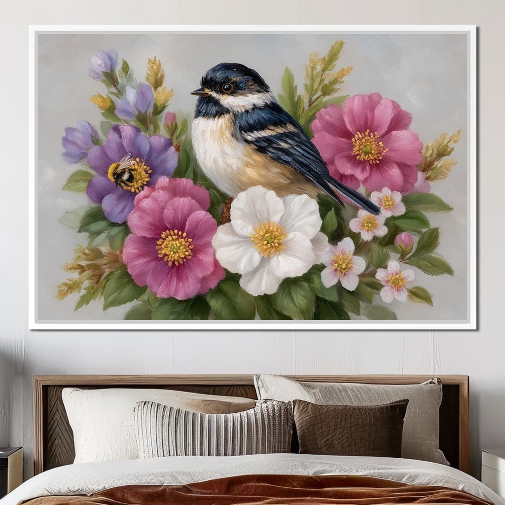 Chickadee Garden Blossom Song Canvas Wall Art