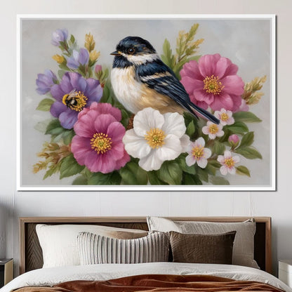 Chickadee Garden Blossom Song Canvas Wall Art