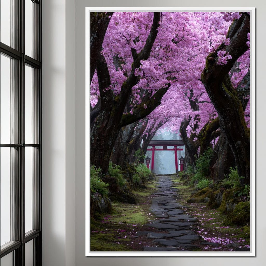 Sakura Gate Pathway Stillness Canvas Wall Art