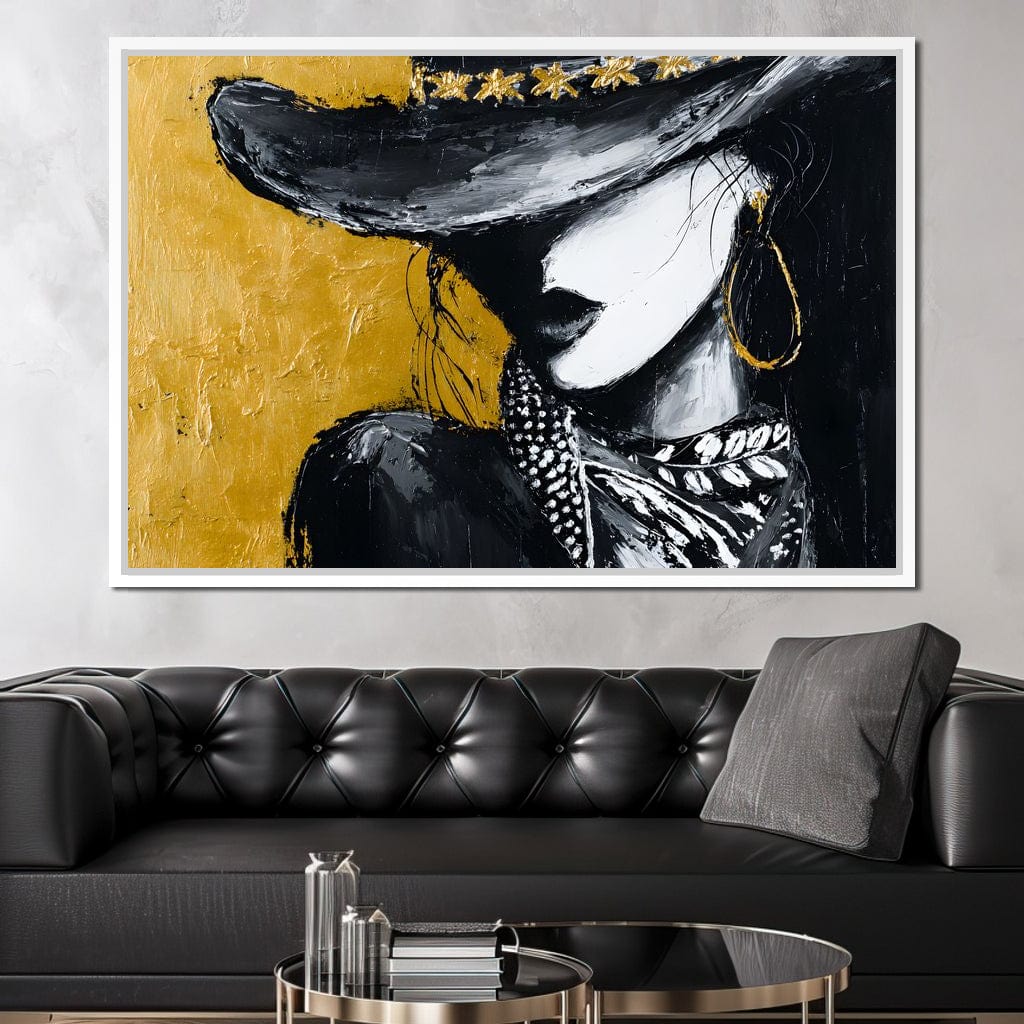 Golden Outlaw Shadow Portrait Canvas Wall Art