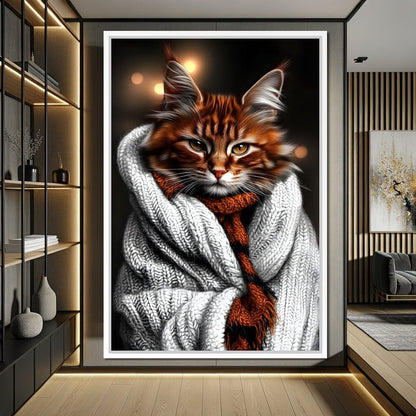 Warm Feline Elegance Wrapped Canvas Wall Art