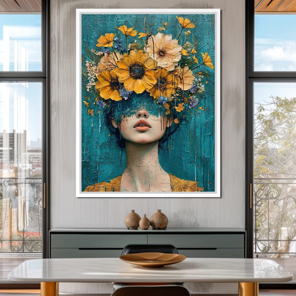 Golden Bloom Silhouette Canvas Wall Art