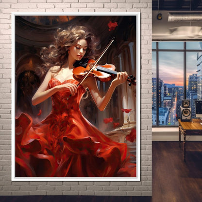 Elegance Strumming the Strings Canvas Wall Art