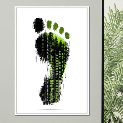 Digital Forest Footprint Code Canvas Wall Art