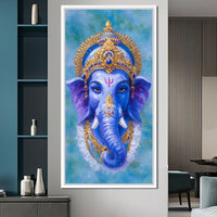 Royal Blue Ganesha Divine Blessing Canvas Wall Art