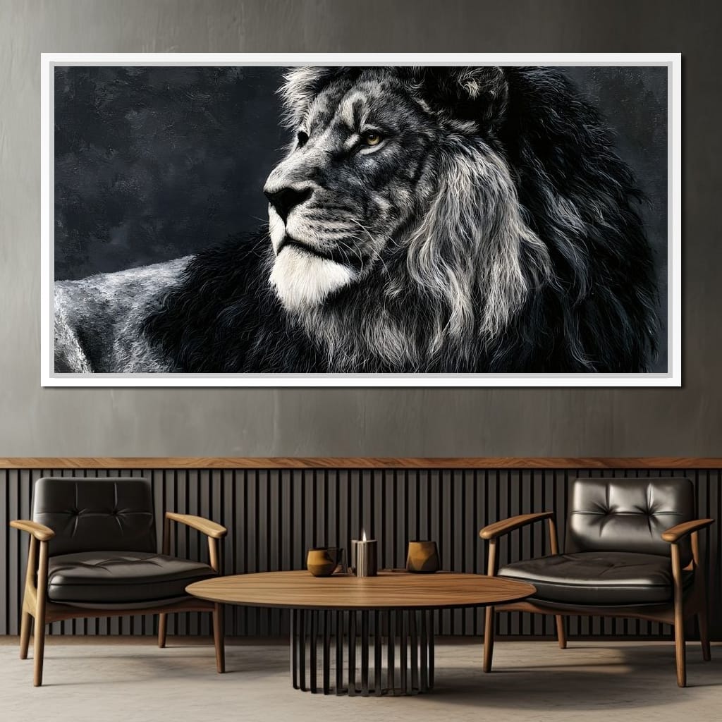 Somber Lion Canvas Wall Art