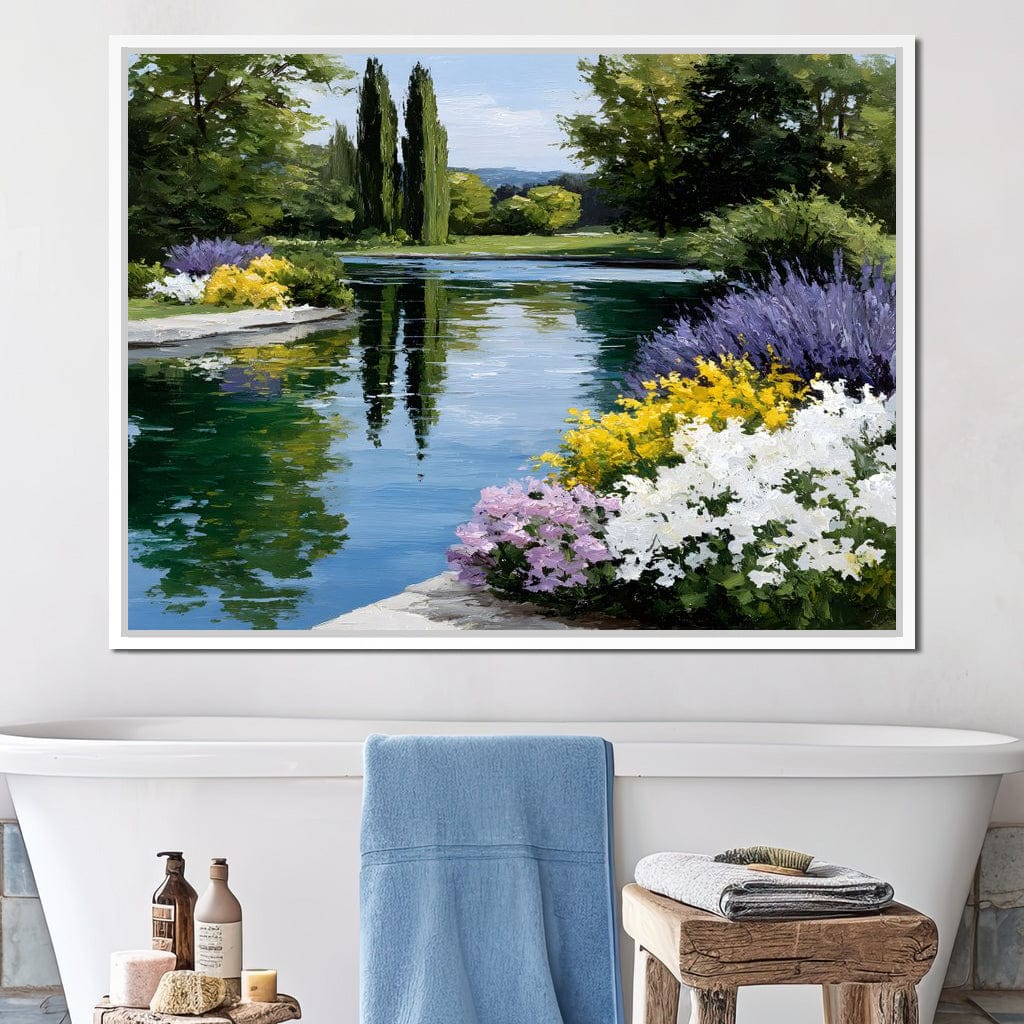 Garden Reflection Tranquil Pond Canvas Wall Art
