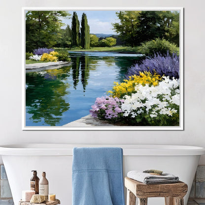 Garden Reflection Tranquil Pond Canvas Wall Art