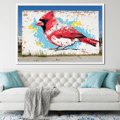 Street Art - Cardinal Mural Canvas Wall Art