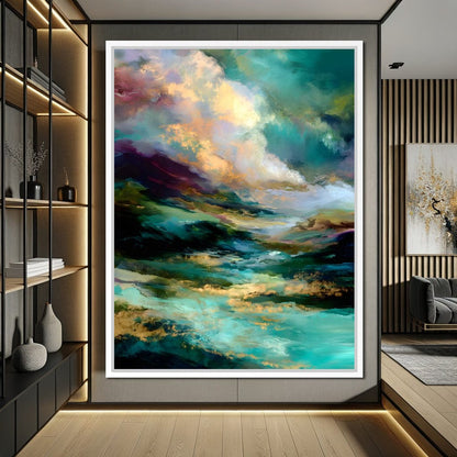 Aurora Tides of Golden Drift Canvas Wall Art