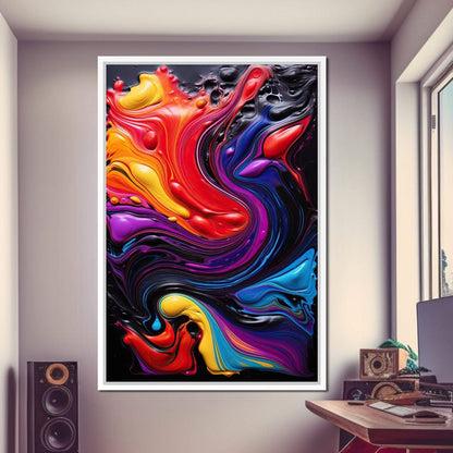 Twilight Abyss Energetic Pour Canvas Wall Art
