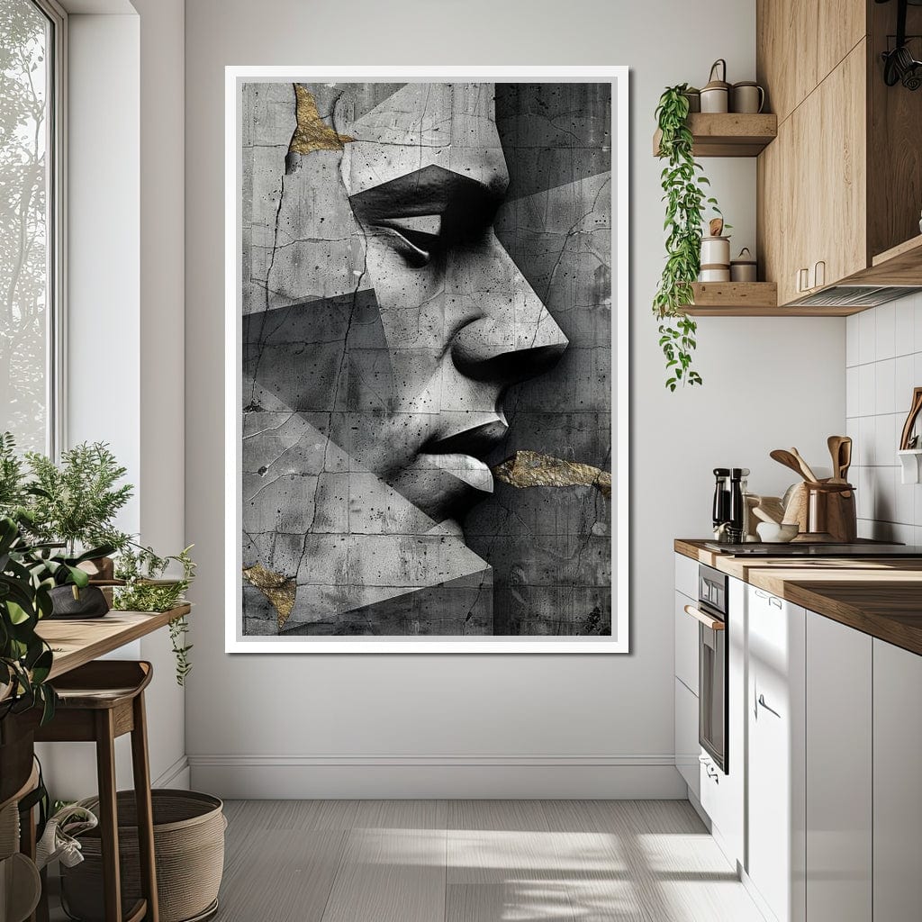 Monochrome Geometric Visage Canvas Wall Art
