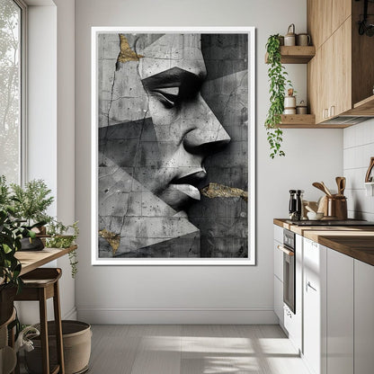 Monochrome Geometric Visage Canvas Wall Art