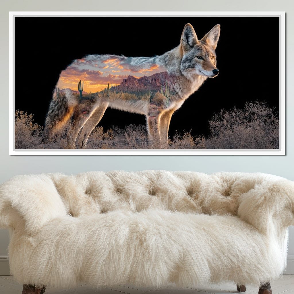 Desert Coyote Sunset Vista Canvas Wall Art