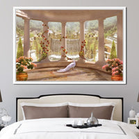 Classical Garden & Waterfall Canvas Wall Art