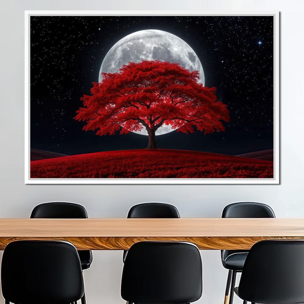 The Crimson Moon Tree Canvas Wall Art