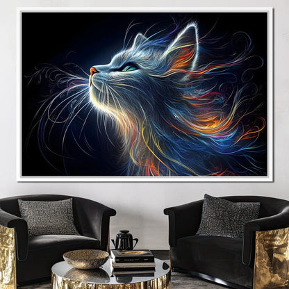 Celestial Feline Illuminations Canvas Wall Art