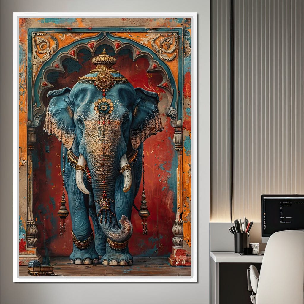Majestic Sapphire Elephant Canvas Wall Art