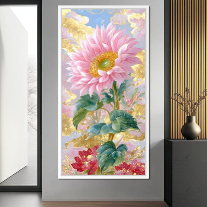 Golden Petal Reverie Blooming Canvas Wall Art