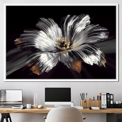 Silver Harvest Petals Radiance Canvas Wall Art
