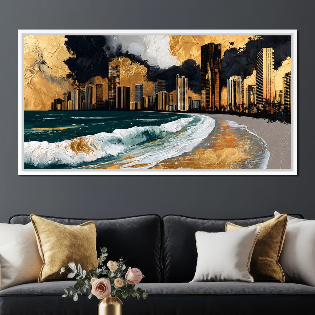 Gilded Towers Beyond The Tides Canvas Wall Art