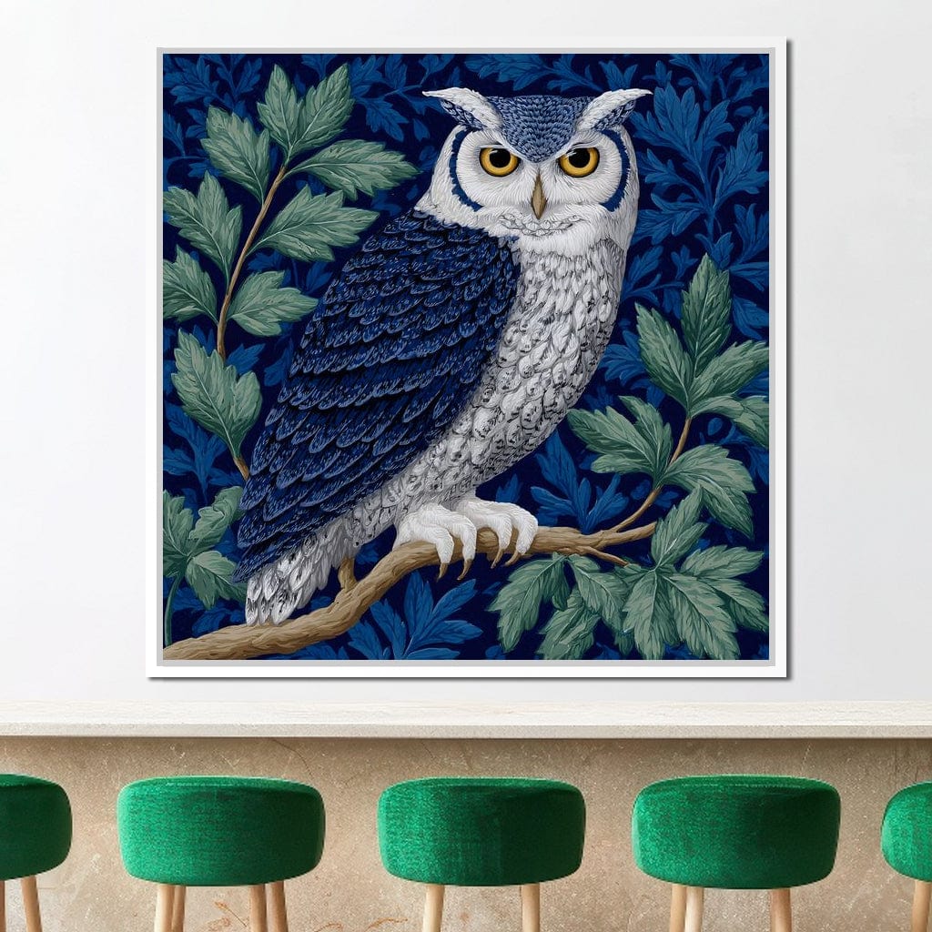 Majestic Owl Among Leaves Canvas Wall Art