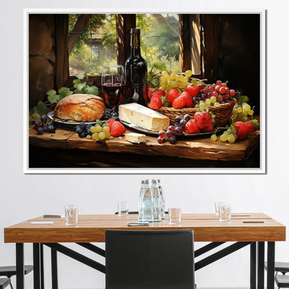 Fruit Cheese Wine 1 Canvas Wall Art