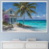 Palm Cottage Ocean Breeze View Canvas Wall Art