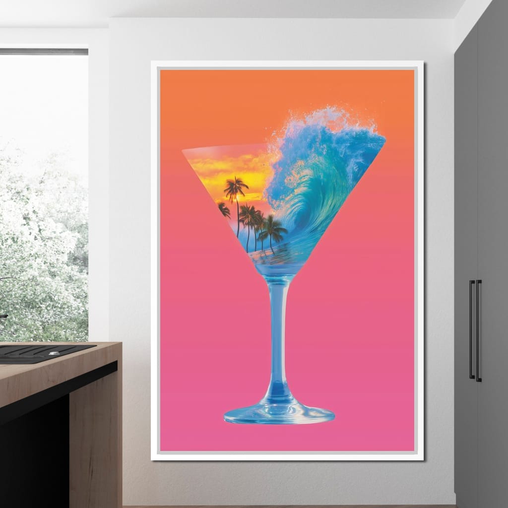 Double Exposure Martini Canvas Wall Art