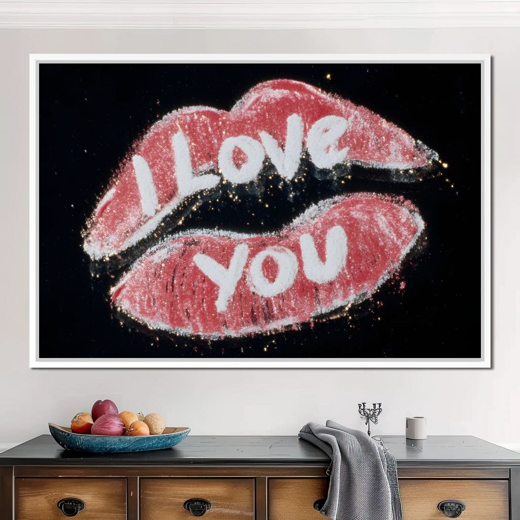 Love You Glitter Kiss Pop Canvas Wall Art