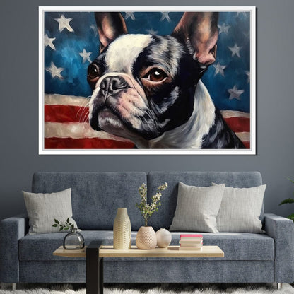 Land of the Brave Boston Terrier Canvas Wall Art