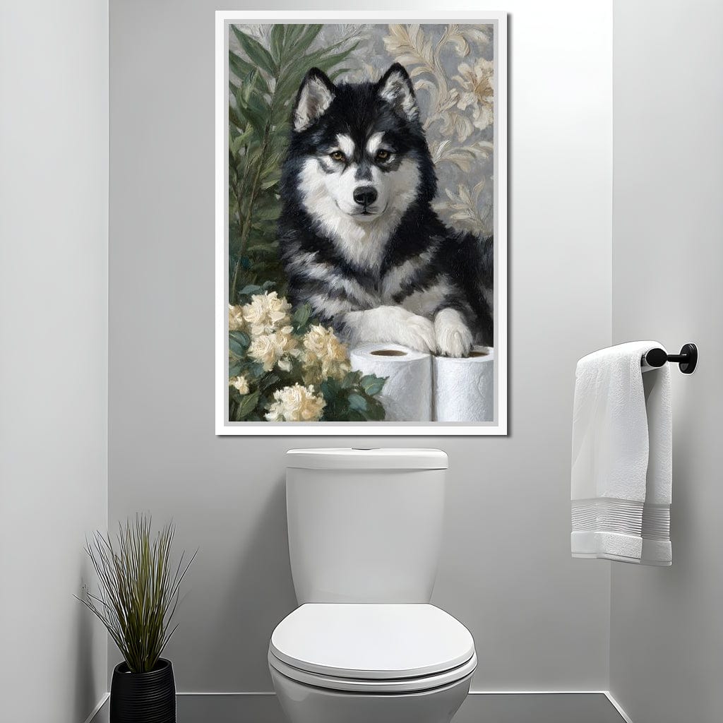 Malamute Bathroom Guardian Canvas Wall Art