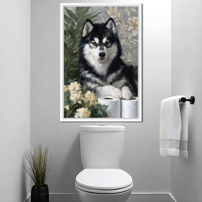Malamute Bathroom Guardian Canvas Wall Art