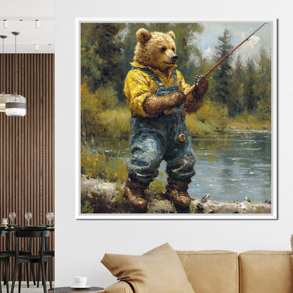 Bear Fishing Canvas Wall Art