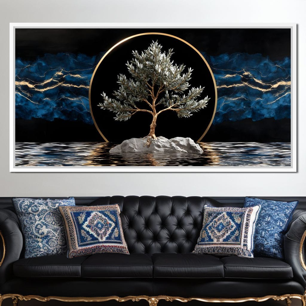 Golden Olive Tree Halo Reflection Canvas Wall Art