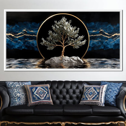 Golden Olive Tree Halo Reflection Canvas Wall Art