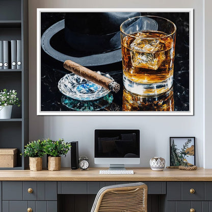 Whiskey Night Silhouette Canvas Wall Art