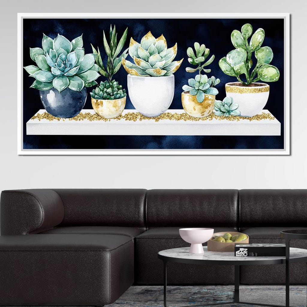 Succulent Symphony in Green Canvas Wall Art