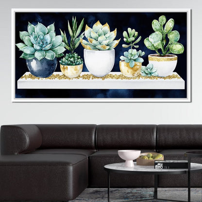 Succulent Symphony in Green Canvas Wall Art