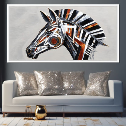 Chrome Horse Elegance Canvas Wall Art