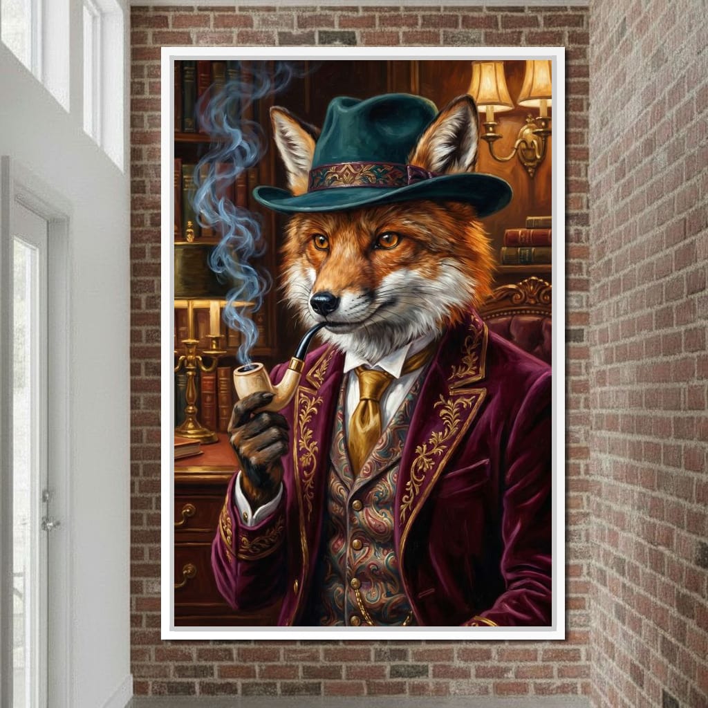 Gentleman Fox Smoking Canvas Wall Art