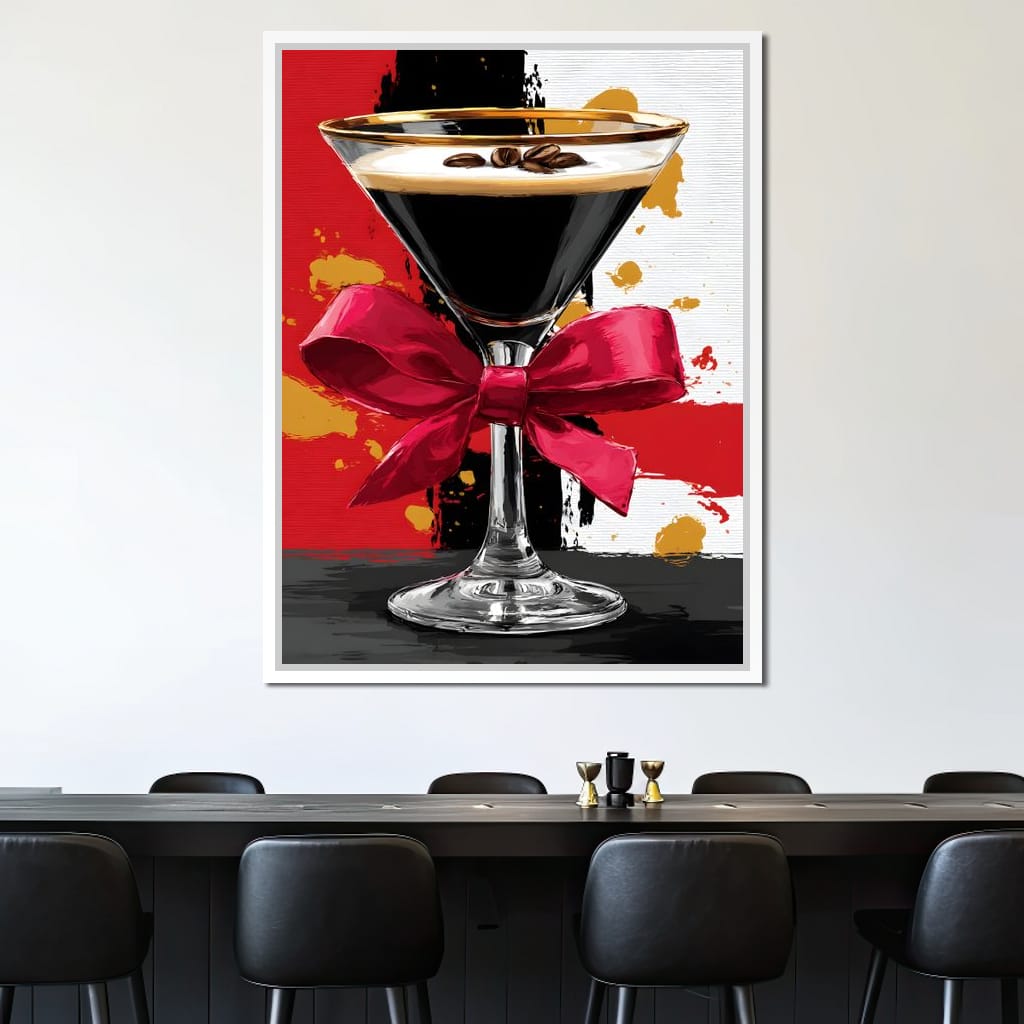 Espresso Martini Red Bow Canvas Wall Art