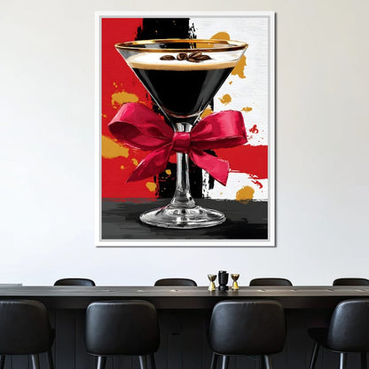 Espresso Martini Red Bow Canvas Wall Art